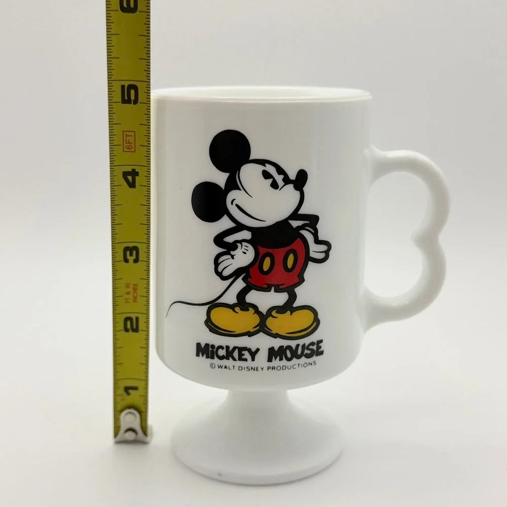 Vintage 1970s Walt Disney Productions Mickey Mouse Pedestal Milk Drinking Glass